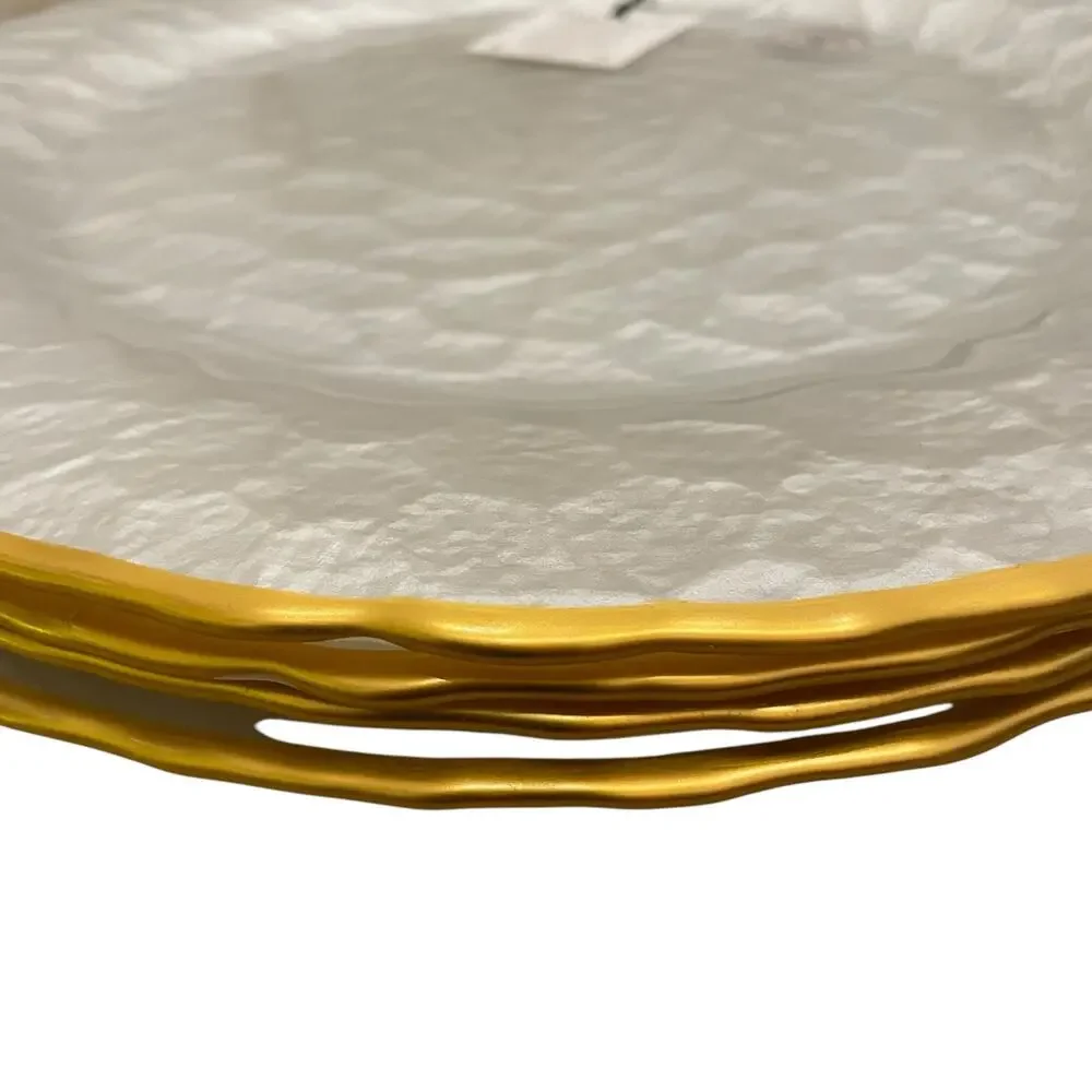 Akcam Metallic Silver & Gold Textured 12.5in Plate Charger Set of 2 New